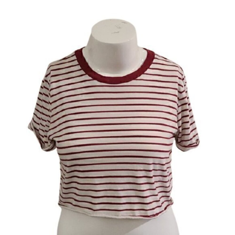 [Forever 21] Striped Short Sleeve Crop Top - Size M